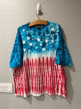 Vintage Touch Of Gold Spring Ford USA Flag AOP SS Shirt XL Bin 1